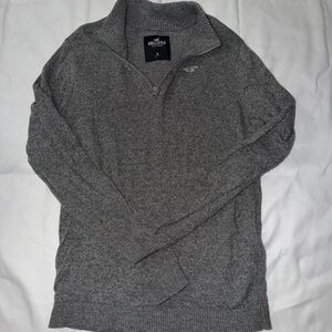 Hollister Charcoal Quarter-Zip Sweater – Men's Medium | Soft Classic Pullover